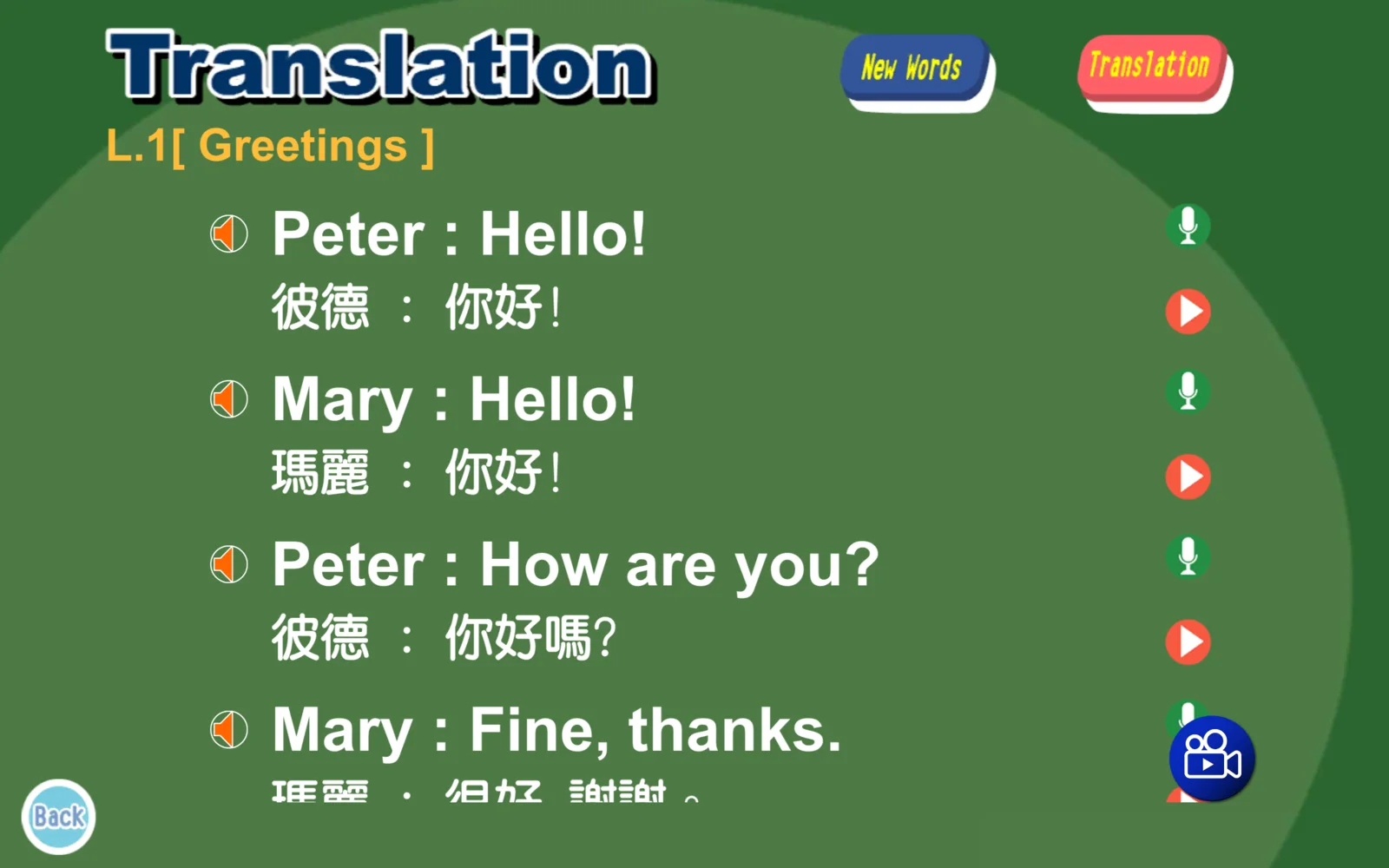 S1 Greetings Translation 對話畫面