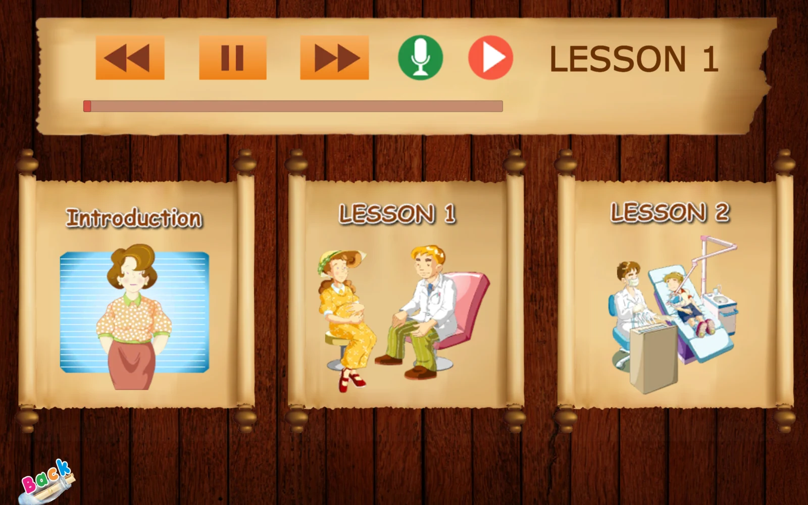 喬登美語會話進階：選課後，上方顯示正在播放的 Lesson。