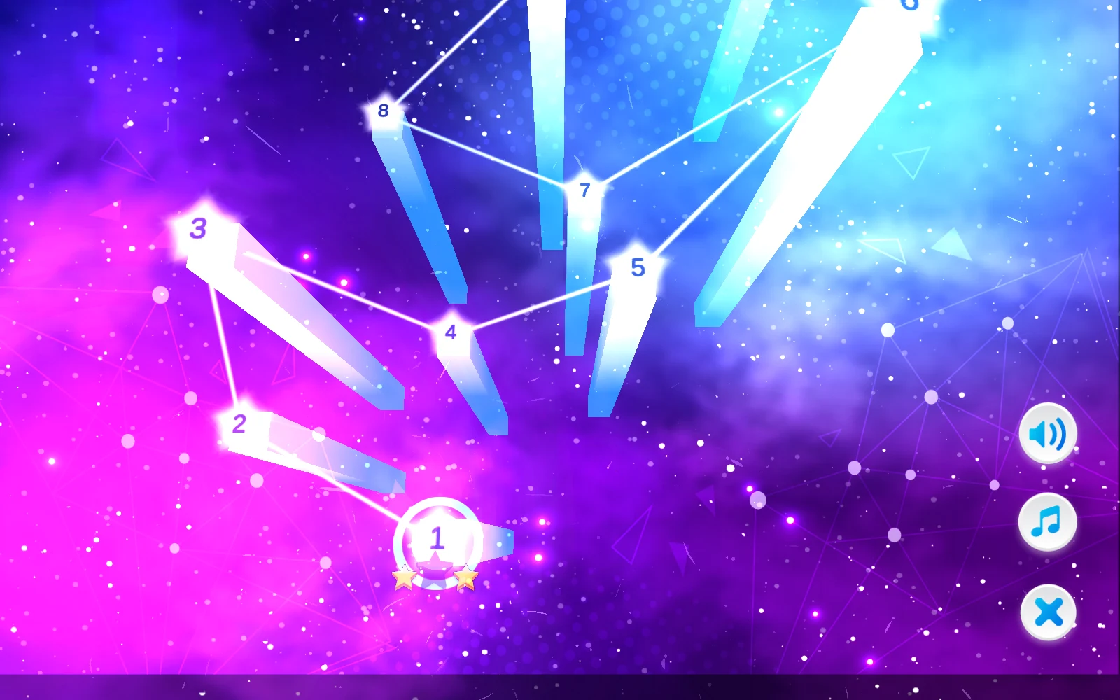 顏色連線返回關卡1並顯示星星