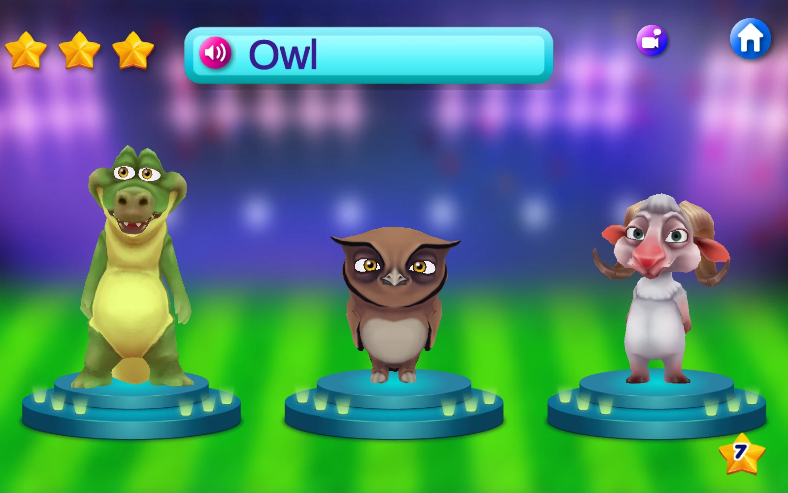 Owl 題目與三隻動物選項