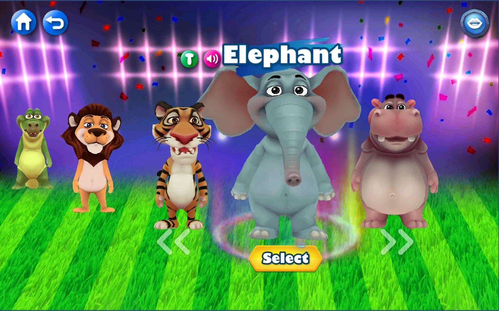 Tiger 切換至 Elephant 的選擇畫面