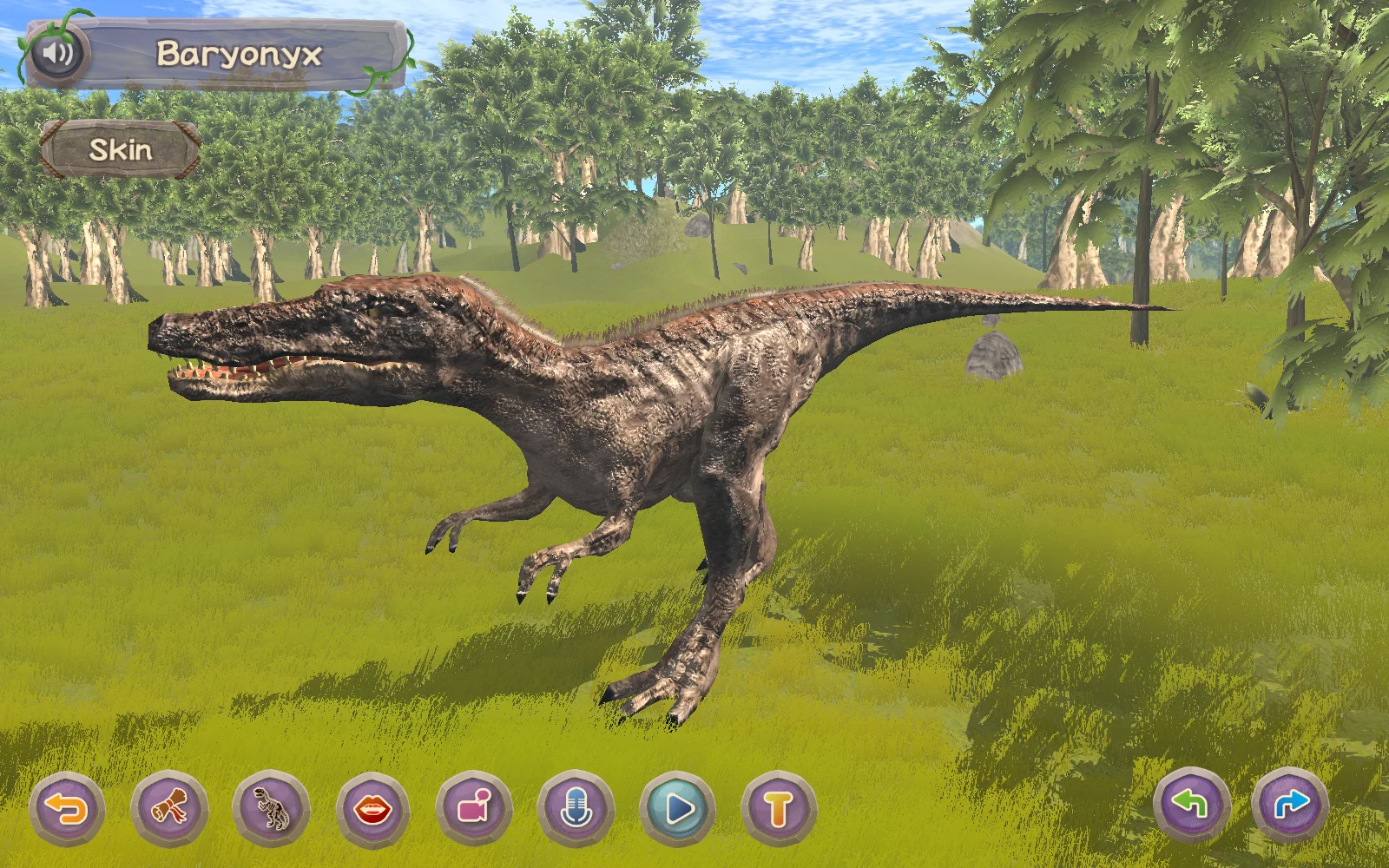 左箭頭換回站立的 Baryonyx