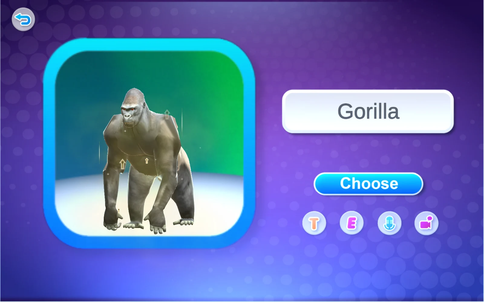 Gorilla名稱與Choose按鈕