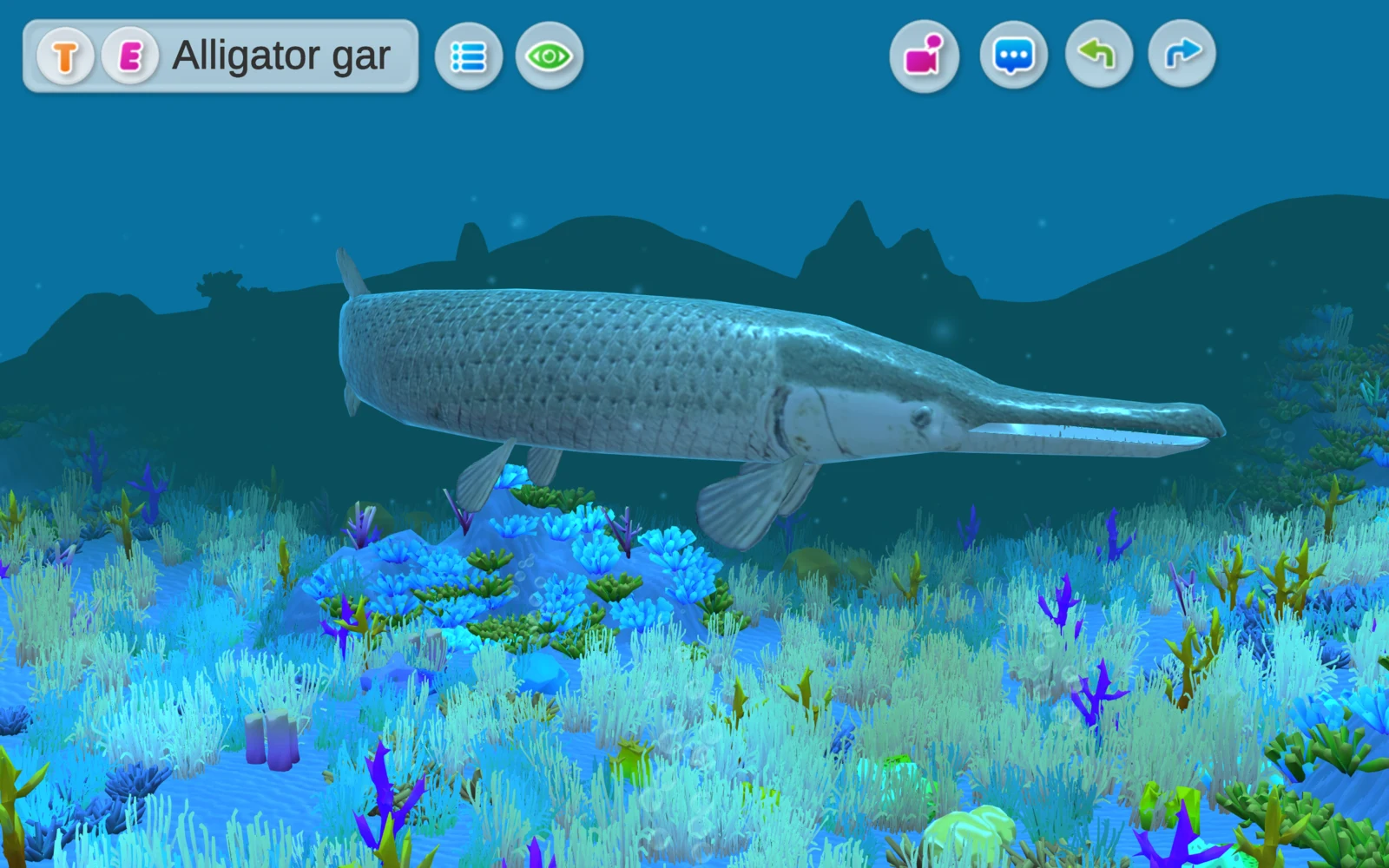 Alligator gar 水下場景
