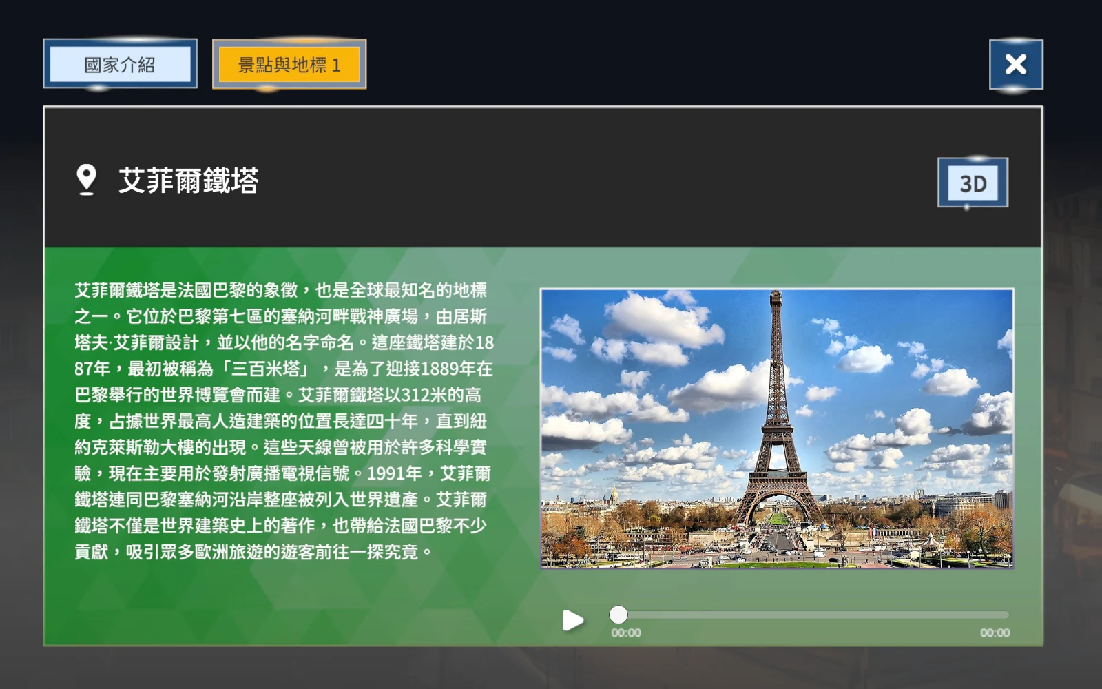 艾菲爾鐵塔照片介紹與3D入口
