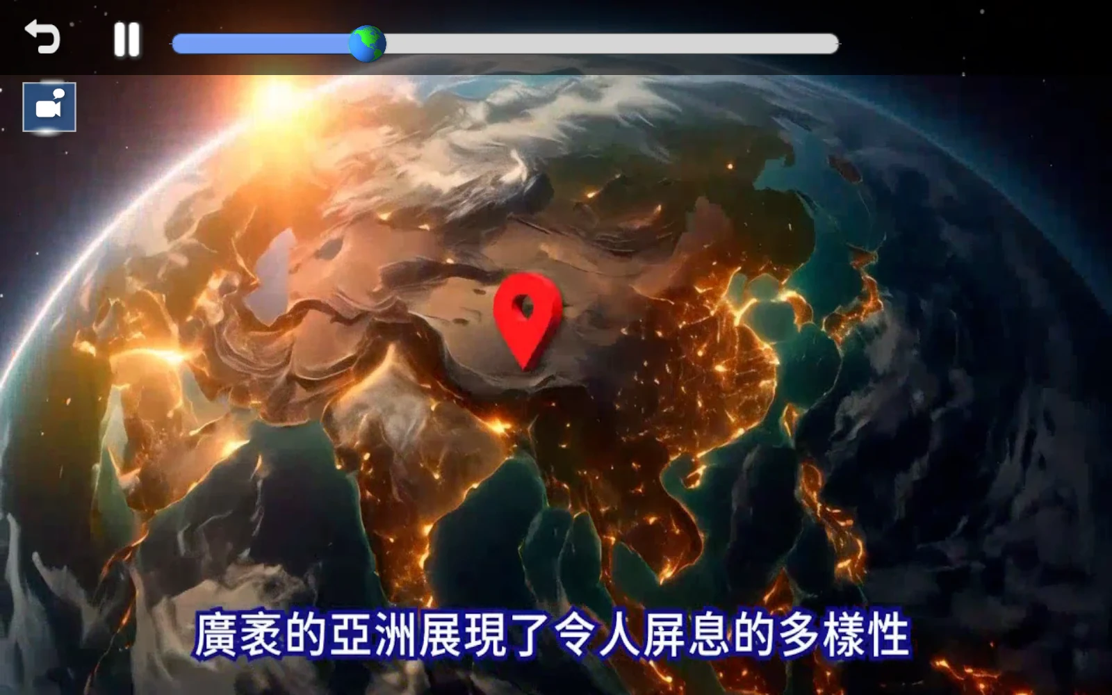 故事導覽上方返回與播放控制列