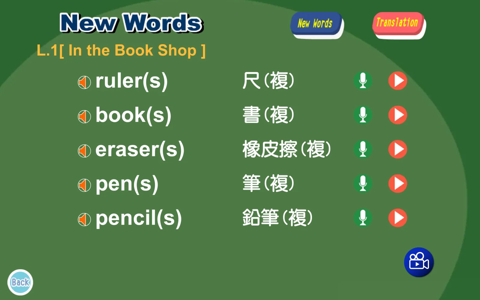 S2 Activities 第一課 New Words 單字頁