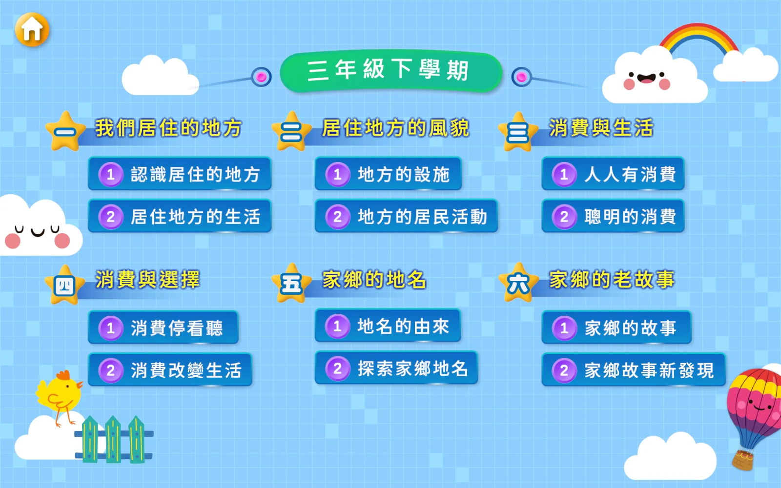 返回與換學期：康康三下的課表。